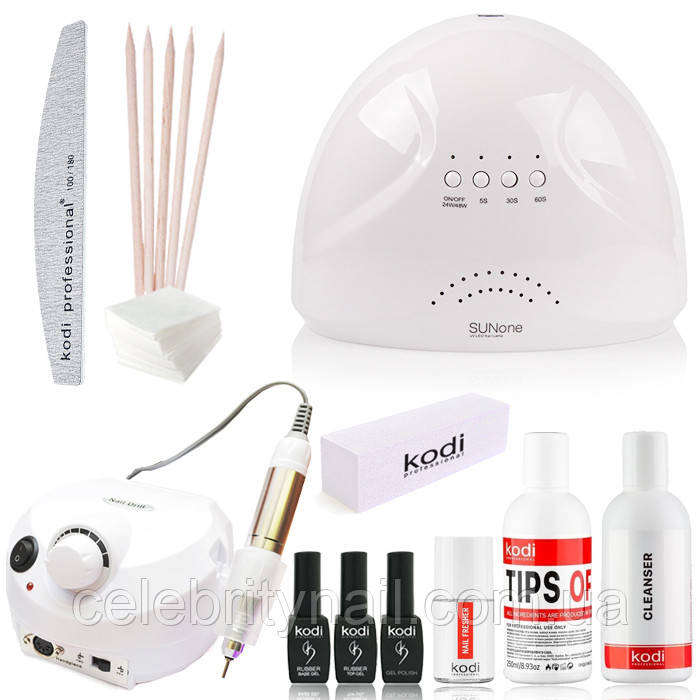 Стартовий набір Kodi "Standart SunOne White" з фрезером для манікюру Nail Drill ZS-601 PRO