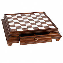 Шахова дошка з висувною скринькою для фігур з дерева та мармуру ручної роботи від бренду Italfama