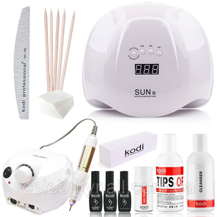 Стартовий набір Kodi "Standart SunX" з фрезером для манікюру Nail Drill ZS-601 PRO