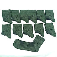 Мужские носки летние тактические хаки, с гербом Олива 41-45 р, набор 12 пар
