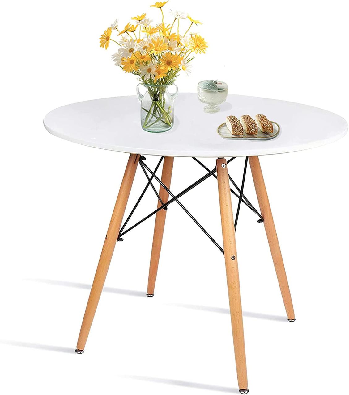 Стіл кухонний круглий Homart DT-005W 70 см білий (9474), фото 1