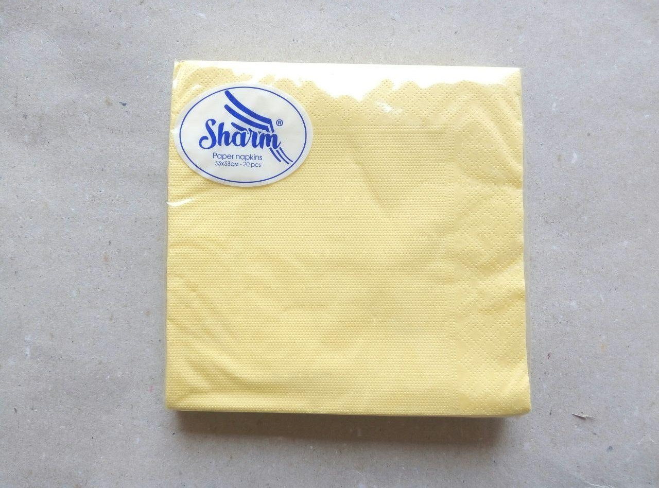 Серветка паперова 330*330, 2-х шарова, жовта, 20 шт.