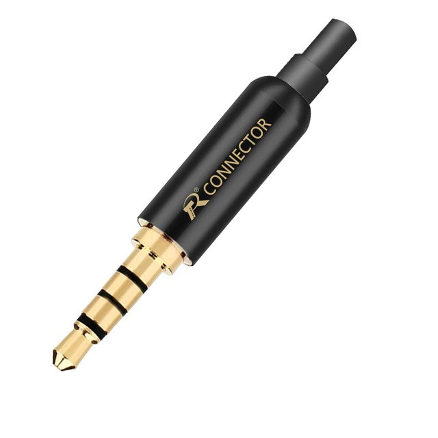 Штекер JACK 3,5 HQ 4pin Чорний металевий корпус, позолочені контакти, фото 1