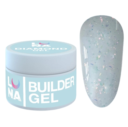 Гель для нарощування нігтів Luna Diamond Gel No6, 15 мл (блакитний з блискітками)