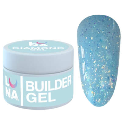 Гель для нарощування нігтів Luna Diamond Gel No7, 15 мл (синій із блискітками)