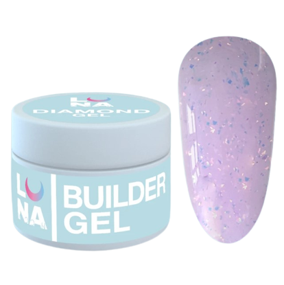 Гель для нарощування нігтів Luna Diamond Gel No8, 15 мл (лавандовий з блискітками)