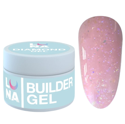 Гель для нарощування нігтів Luna Diamond Gel No11, 15 мл (рожевий з блискітками)