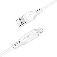 Кабель синхронизации и зарядки ACEFAST AFC3-02W USB to Lightning 2.4A, 1.2m, TPE, TPE connectors, White