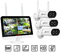 Wi-Fi Комплект видеонаблюдения на 3 камеры Anran 5MP c 13" LCD монитором ARCCTV