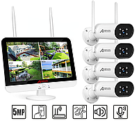 Комплект видеонаблюдения на 4 камеры Anran Wi-Fi 5MP c 13" LCD монитором ARCCTV