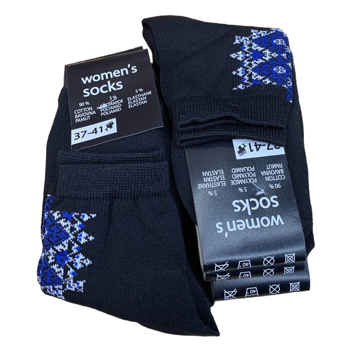 300 пар Жіночі шкарпетки Women's socks (розмір 37-41) чорні з малюнком оптом