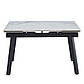 Розкладний стіл із глянсової кераміки TM-88-1 120-180х85 см білий мармур на чорних ніжках у їдальню, фото 5