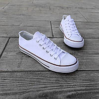 Белые кеды конверсы converse white женские подростковые унисекс тканевые летние текстиль 37 - 23.5 см