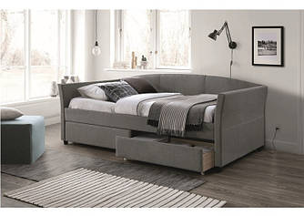 Ліжко тапчан односпальне з ящиками та мякою оббивкою у дитячу Lanta 90x200 сірий Signal