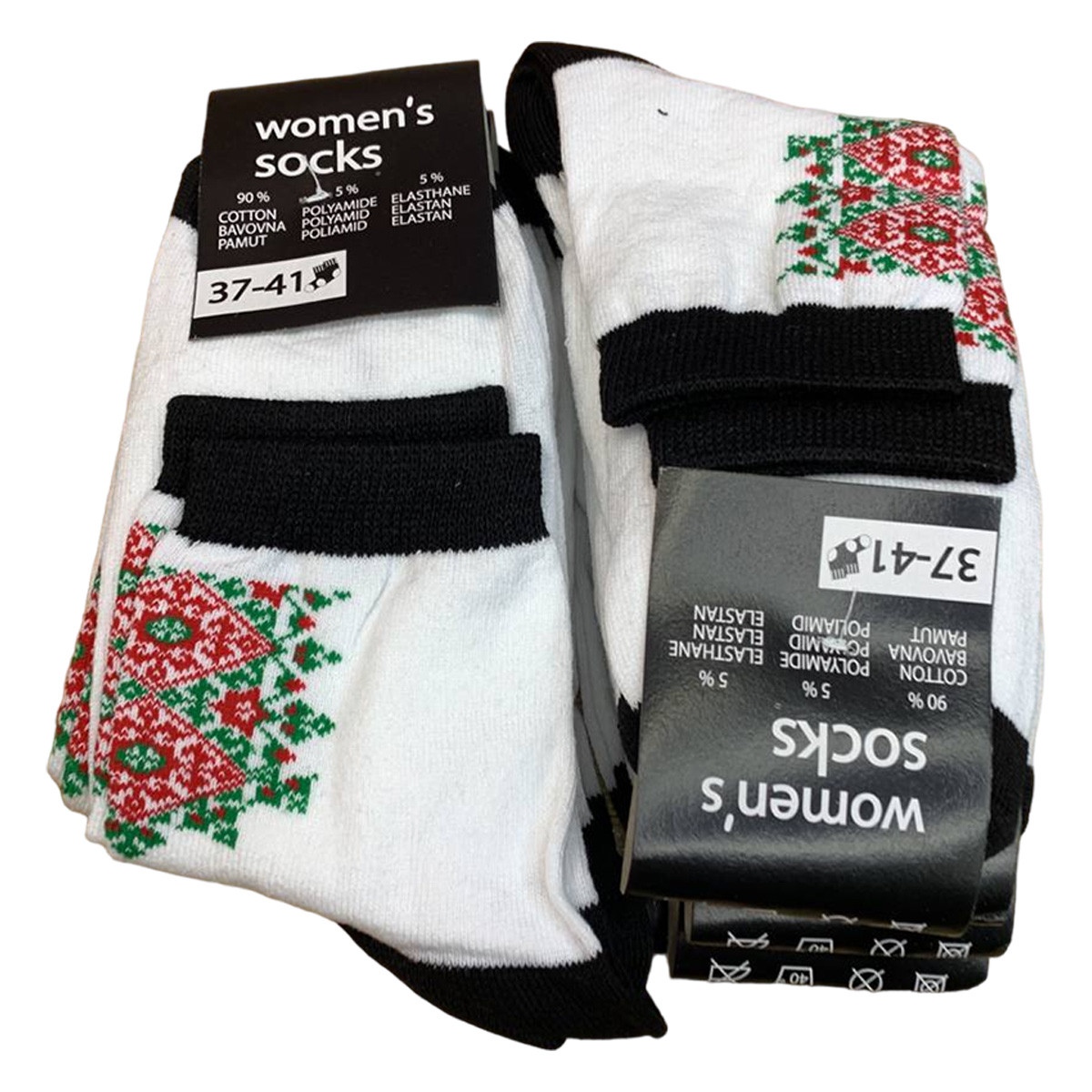 10 пар Жіночі шкарпетки Women's socks (розмір 37-41) чорно-білі з малюнком оптом, фото 1