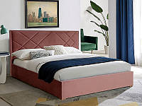Кровать двухспальная с подъемным механизмом и мягкой обивкой в спальню Magia 2 velvet 160x200 розовый Signal