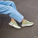 Шкіряні жіночі кросівки оливкового кольору на високій підошві, фото 9