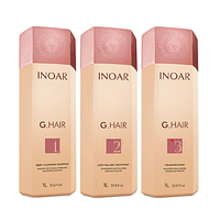 Кератиновое выпрямление волос набор - Inoar G.Hair Premium Hair Keratin, 3х1000 ml