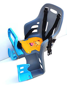 Сіре з синім велокресло дитяче велосипедне крісло на велосипед