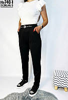 Штани жіночі прямі з косими кишенями висока посадка розмір 44-48, колір чорний