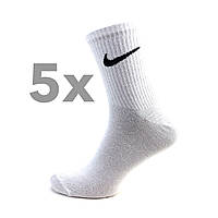 Набор Женские высокие носки Nike Classic Black 5 пар 36-40 Черные высокие носочки летние найк демисезонные Белый, 36-40