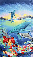 Пляжное полотенце Дельфины с рыбками