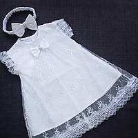 Нарядное платье для девочки лето 74рост(68-86) 2в1 Красивое платье на девочку белое Праздничное платье девочке