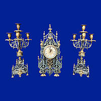 Бронзовые каминные часы с подсвечниками по 4 свечи арт. 0357