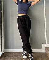 Женские однотонные спортивные джоггеры на резинке с шнурком (черный, серый, графит, белый, голубой)