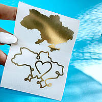 Наліпки «Карта України», «Україна в серці», для Resin Art на вибір: колір срібло глянець