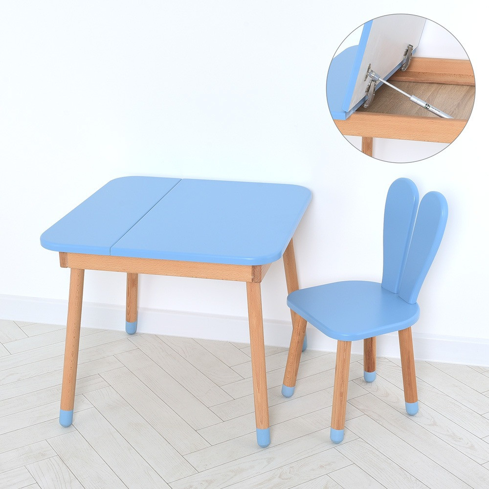 Комплект ARINWOOD Зайчик Desk з ящиком Пастельно синій (столик + стілець) 04-025BLAKYTN-DESK
