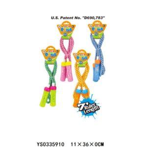 Скакалка AJ783-3JR (120 шт.) 200 см, мотузка, ручки пластик, 4 кольори, в кортонній обкрутці, 12-36-4 см