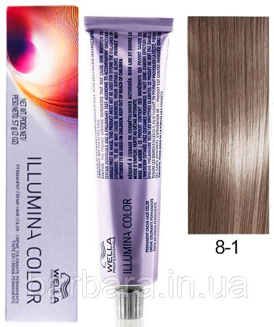 Фарба для волосся Wella Illumina Color 8/1 світлий блонд попелястий