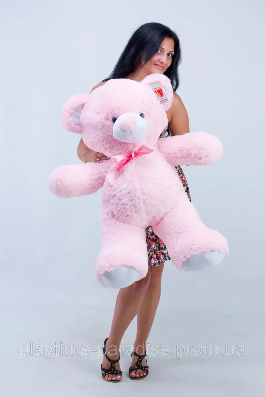 Великий плюшевий ведмедик рожевий "Томмі" 100 см, Великий м'який плюшевий ведмідь 1 м