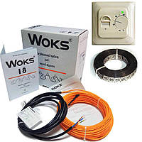 Нагревательный кабель под плитку 3,6 м2 WOKS-18. Комплект c RTC70