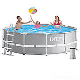 Круглий каркасний басейн Intex 26716 для дачі в комплекті аксесуари для прибирання басейну, фільтр, сходи, фото 8