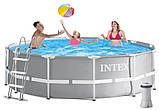 Круглий каркасний басейн Intex 26716 для дачі в комплекті аксесуари для прибирання басейну, фільтр, сходи, фото 9