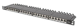 Патч-панель DIGITUS CАТ 6А STP, 19", 0,5U, 24 порти, зібрана, чорна Baumar - Порадуй Себе