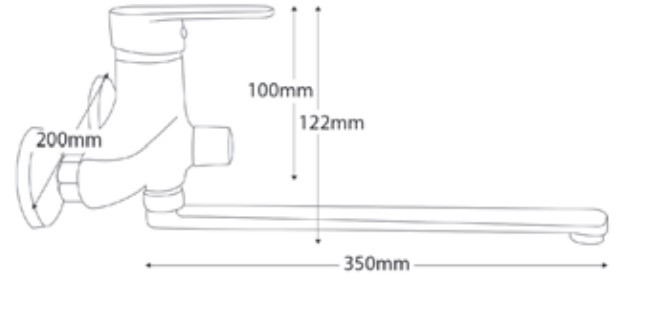 Змішувач для ванни, гусак прямий 350 мм дивертор вбудований картриджний ТМ AQUATICA (s33, Ø40 мм), фото 2