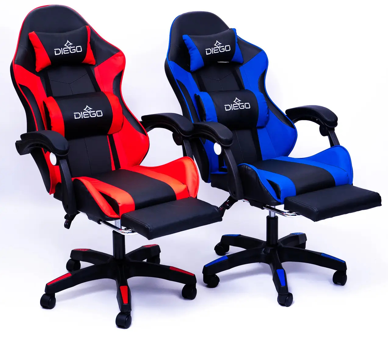 Геймерское кресло синее Diego с подставкой для ног, Профессиональное игровое кресло, Стул компьютерный игровой - фото 10 - id-p1853068681