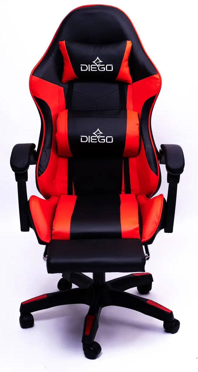 Геймерское кресло красное Diego с подставкой для ног, Кресло для пк, Геймерское кресло офисное крутое - фото 6 - id-p1853069942