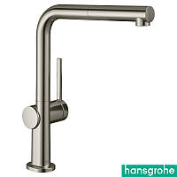 Смеситель для кухни латунный HANSGROHE TALIS M54, выдвижная лейка, цвет - сталь. 72809800