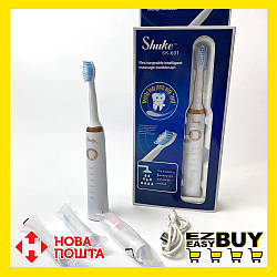 Електрична зубна щітка ультразвукова Shuke SK601 акумуляторна щітка для зубів із трьома змінними насадками Білий