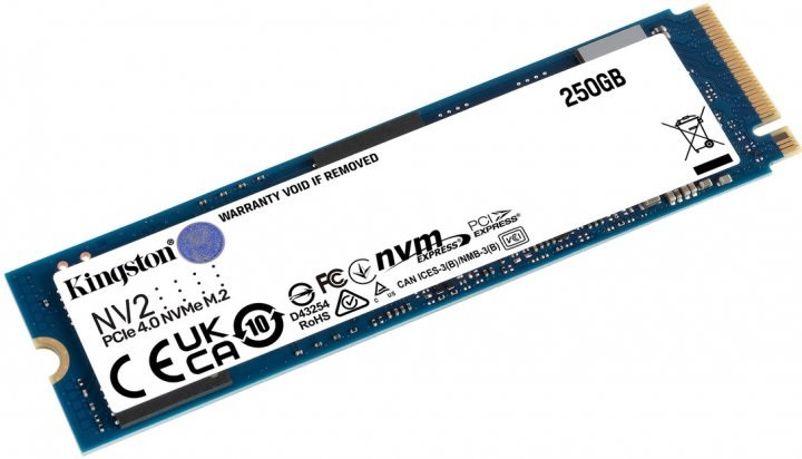 Накопичувач SSD M.2 2280 NVMe (PCIe 4.0 x4) 250GB Kingston NV2 (SNV2S/250G) R3000MBs W1300MBs #