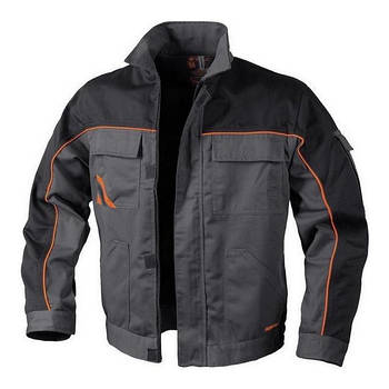 Спецівка куртка робоча захисна сіра з чорними та помаранчевими вставками, робоча куртка