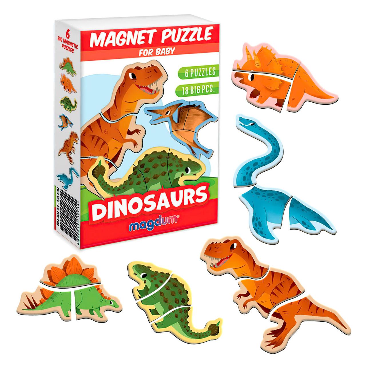 Набір магнітних пазлів "Динозаври", Magdum, ML4031-33 EN