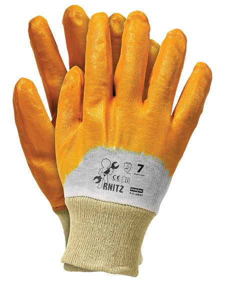 Перчатки защитные с нитриловым покрытием, оканчивающиеся манжетой на резинке Rnitnz - фото 1 - id-p1400901768