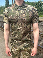 Поло тактичне мультикам кулмакс. Чоловіче літнє камуфляжне поло мультикам з липучками під шеврон