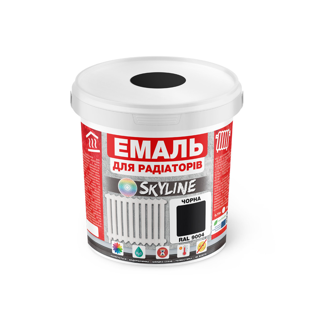Емаль Для Радіаторів акрилова термостійка глянсова SkyLine 0.4 л Чорна RAL 9004 від Latinta