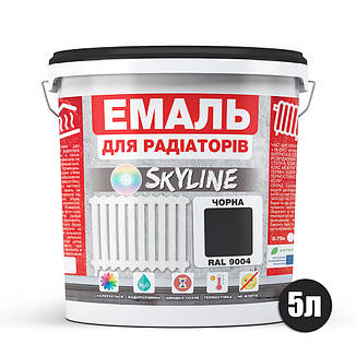 Емаль Для Радіаторів акрилова термостійка глянсова SkyLine 5 л Чорна RAL 9004, фото 3